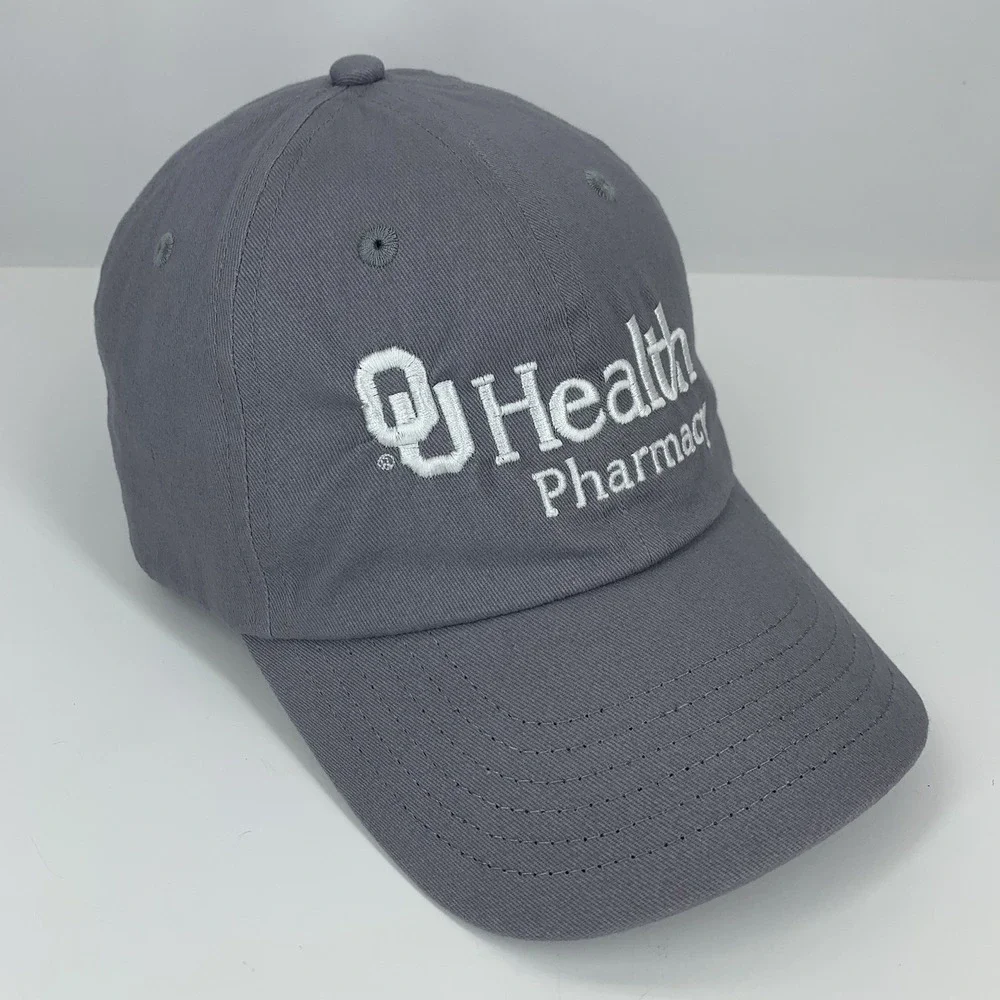 OU Health Pharmacy Hat Oklahoma Sooners Gray Adjustable Lightweight Baseball Cap